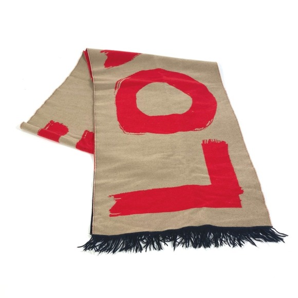 Burberry 8037534 fringe LOVE Scarf Brown Red - Picture 1 of 10